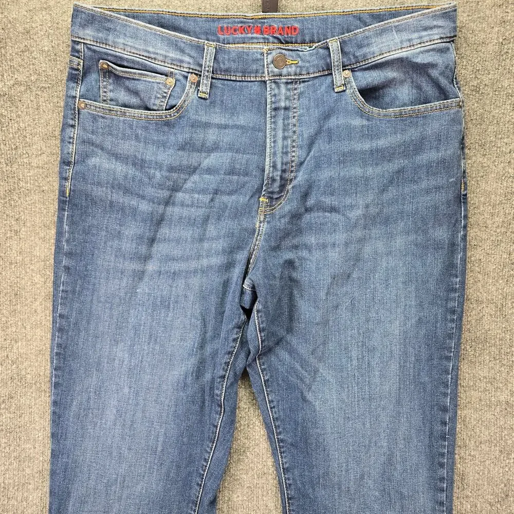 Lucky Brand 410 Jeans 36x34 Medium Wash Blue Denim Athletic Straight Leg Stretch